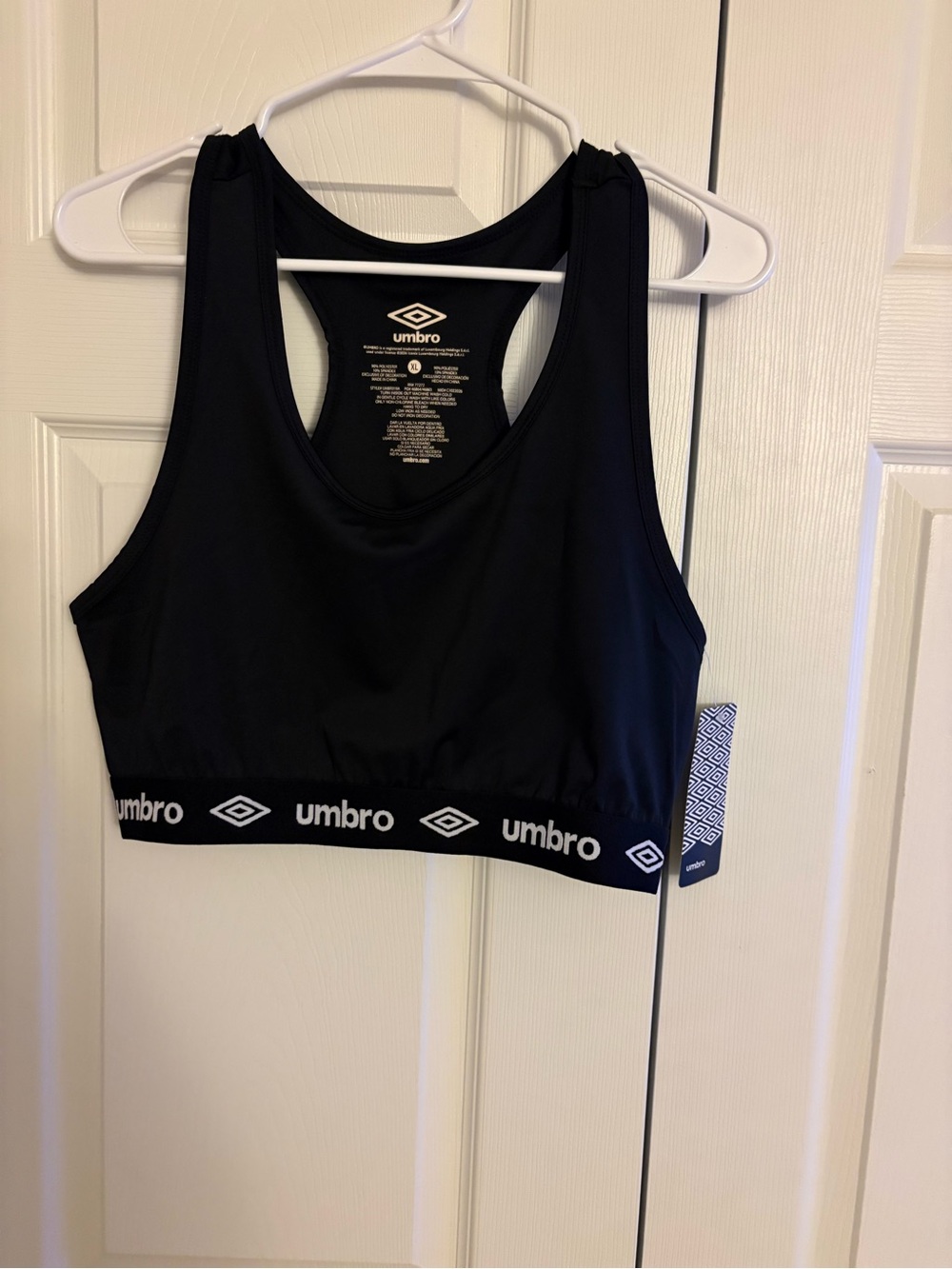 Umbro Women’s Black Logo Sports Bra (XL) New White
